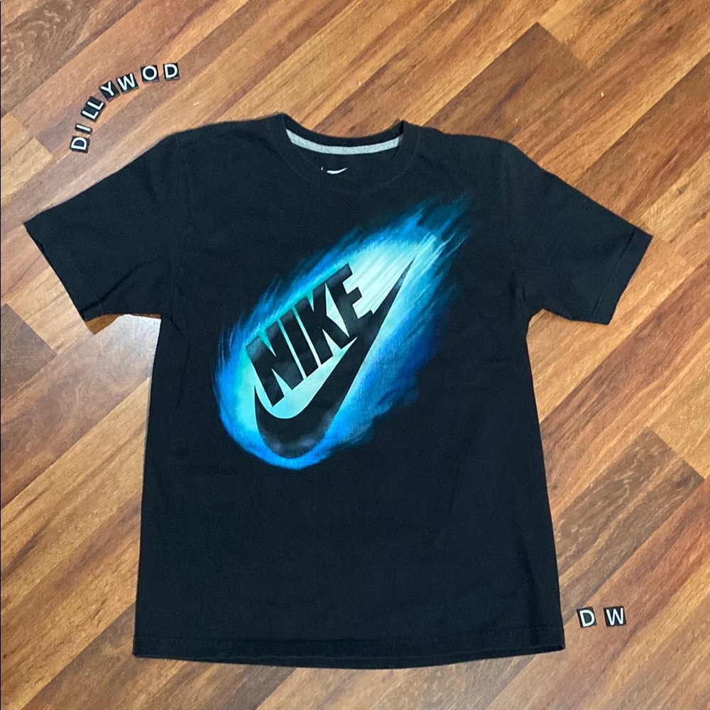 Nike Black and Blue Graphic T-Shirt